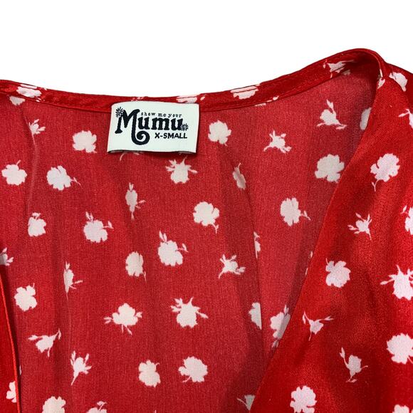 Show Me Your MuMu Floral Red Wrap Style Blouse Top XS - Picture 2 of 3